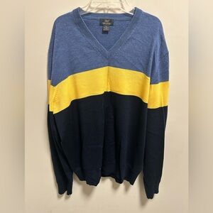 Brooks Brothers V-Neck Sweater in Blue, Yellow, and Black